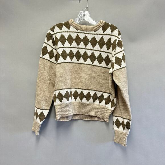 Vintage 70s Ambassador brown diamond argyle sweater size XL - Picture 9 of 13